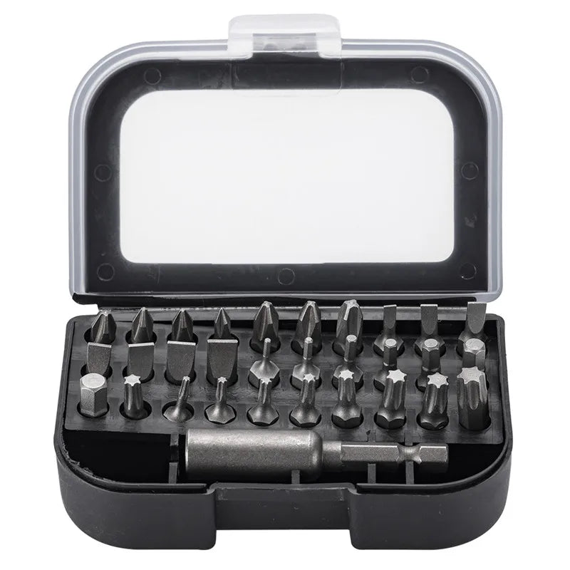 31PCS Hardware Tool Set Chrome-vanadium Steel Phillips Slotted Torx Hex Pozi Electrical Quick Release Screwdriver Bits Set