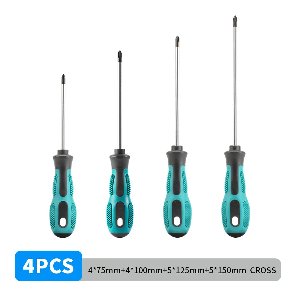 4PCS Hardware Tools Cross Straight Screwdriver Set Magnetic Multipurpose Manual Screwdriver With Anti Slip Handle